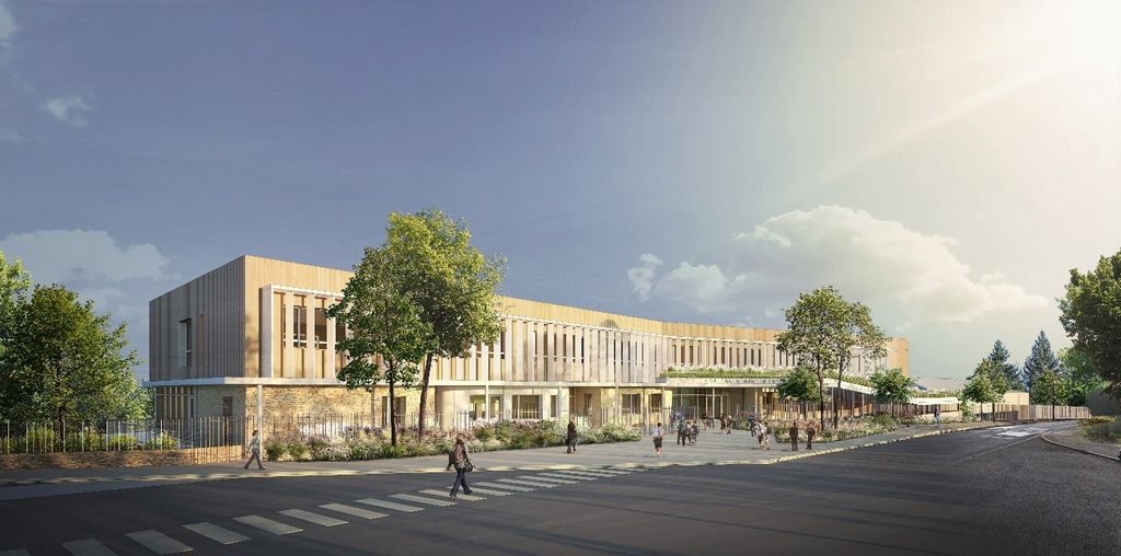 Projection du futur collège Benjamin Franklin à Épône.