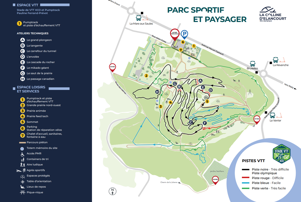 Carte détaillée de la Colline d'Élancourt.