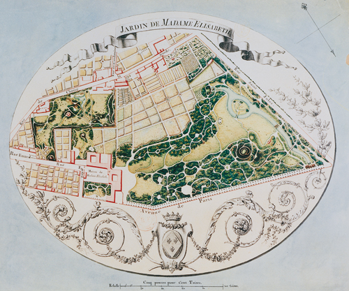 Plan aquarellé, J.J. Huvé- Bibliothèque Nationale