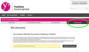 Mes démarches dans le compte utilisateur yvelines.fr