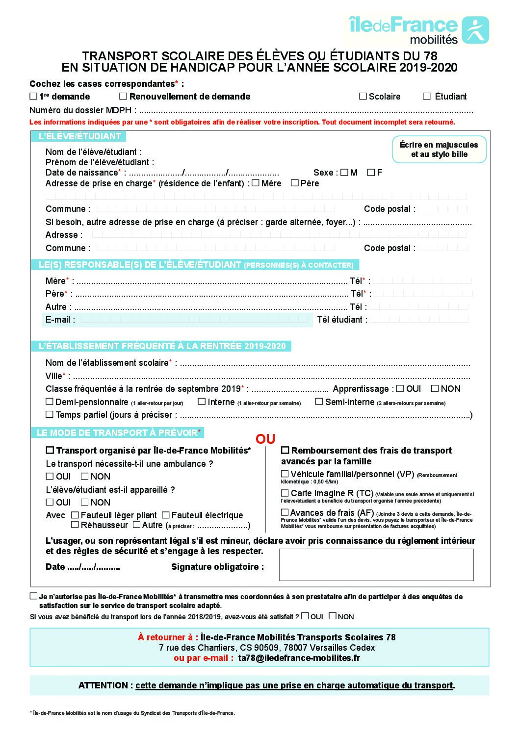 formulaire pour voyager en france