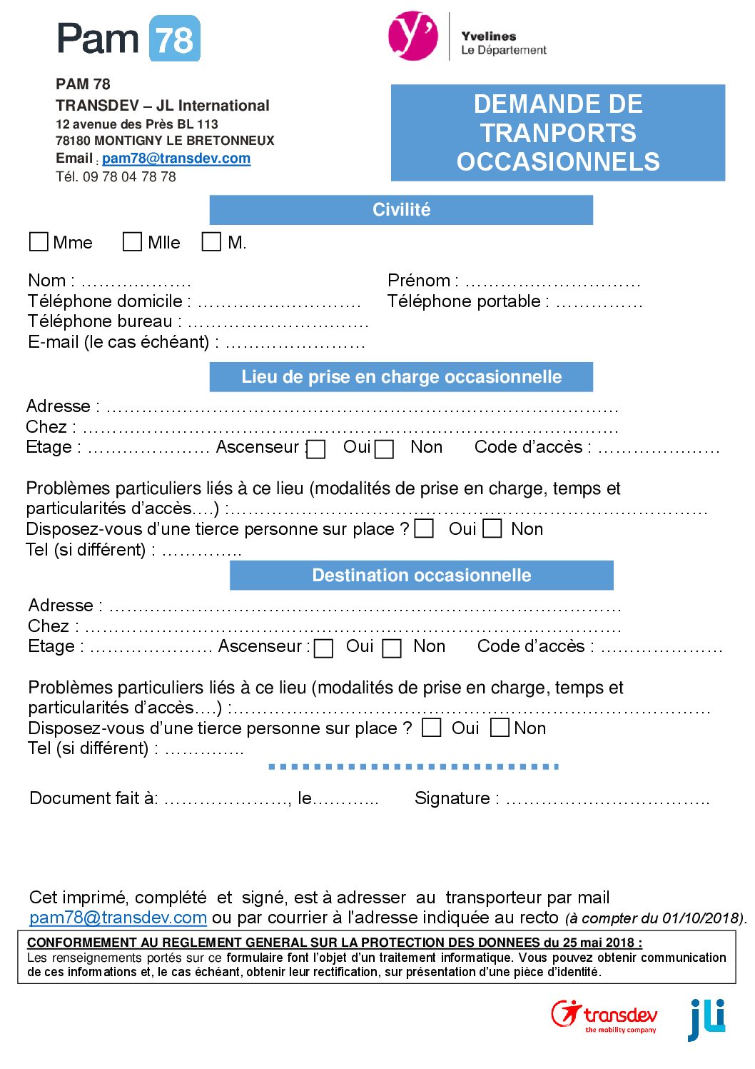 Demande de transports occasionnel  Conseil départemental des Yvelines